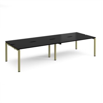Adapt double back to back desks 3200mm x 1200mm - green frame black top - E3212-GN-BK