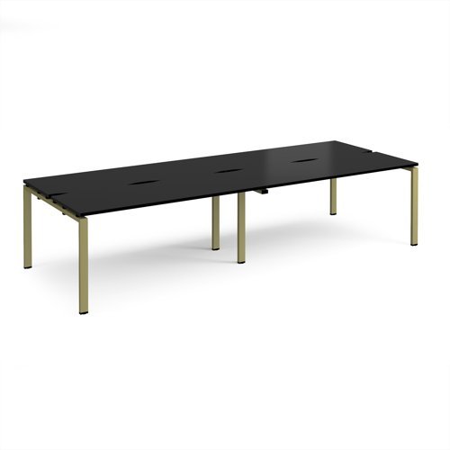 Adapt double back to back desks 3200mm x 1200mm - green frame black top - E3212-GN-BK