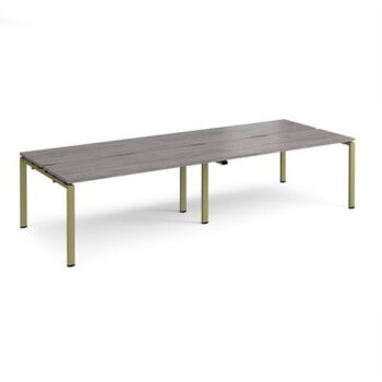 Adapt double back to back desks 3200mm x 1200mm - green frame Grey Oak Top - E3212-GN-GO