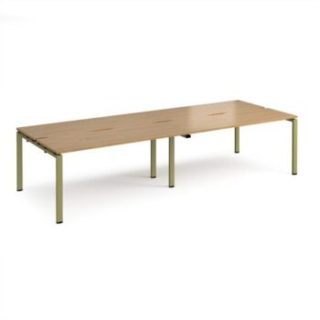 Adapt double back to back desks 3200mm x 1200mm - green frame Oak Top - E3212-GN-O