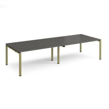 Adapt double back to back desks 3200mm x 1200mm - green frame storm grey top - E3212-GN-OG