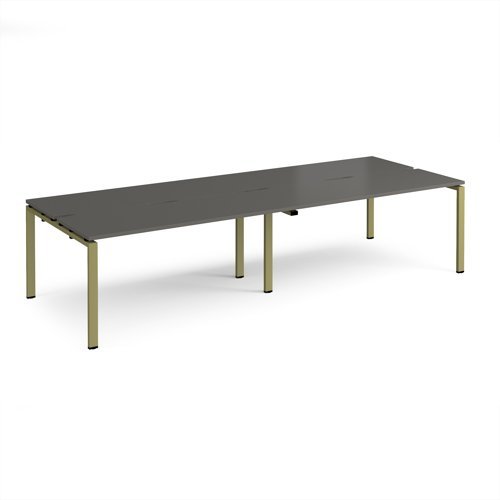 Adapt double back to back desks 3200mm x 1200mm - green frame storm grey top - E3212-GN-OG