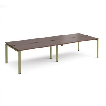 Adapt double back to back desks 3200mm x 1200mm - green frame Walnut top - E3212-GN-W