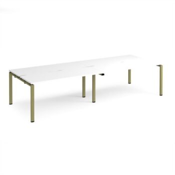 Adapt double back to back desks 3200mm x 1200mm - green frame White Top - E3212-GN-WH