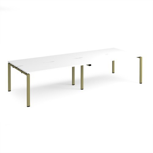 Adapt double back to back desks 3200mm x 1200mm - green frame White Top - E3212-GN-WH