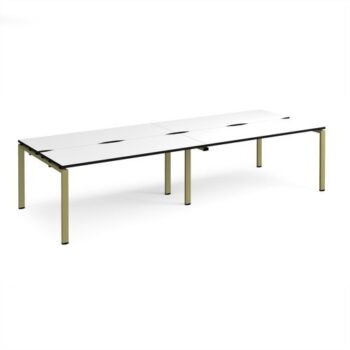 Adapt double back to back desks 3200mm x 1200mm - green frame White Top black edge - E3212-GN-WK