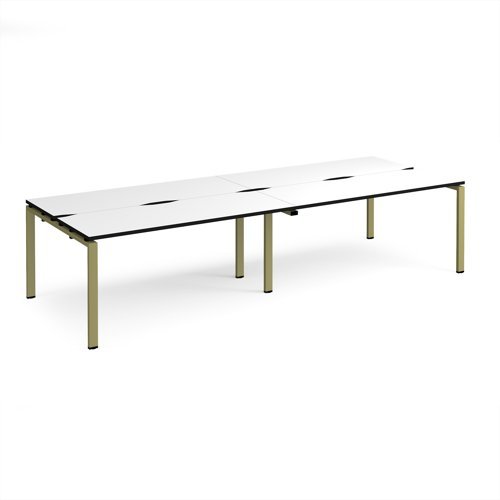 Adapt double back to back desks 3200mm x 1200mm - green frame White Top black edge - E3212-GN-WK