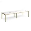 Adapt double back to back desks 3200mm x 1200mm - green frame White Top oak edge - E3212-GN-WO