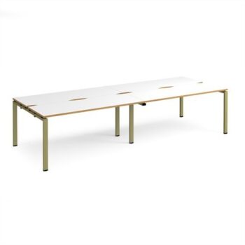 Adapt double back to back desks 3200mm x 1200mm - green frame White Top oak edge - E3212-GN-WO