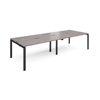 Adapt double back to back desks 3200mm x 1200mm - black frame Grey Oak Top - E3212-K-GO