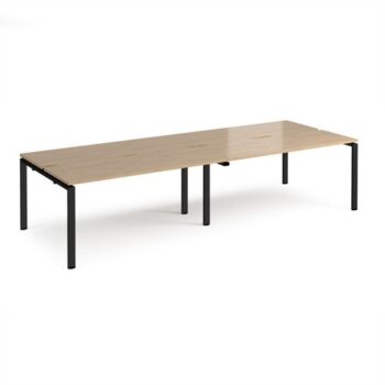 Adapt double back to back desks 3200mm x 1200mm - black frame Kendal Oak Top - E3212-K-KO
