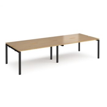 Adapt double back to back desks 3200mm x 1200mm - black frame Oak Top - E3212-K-O