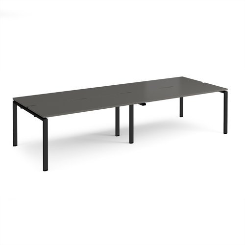 Adapt double back to back desks 3200mm x 1200mm - black frame storm grey top - E3212-K-OG