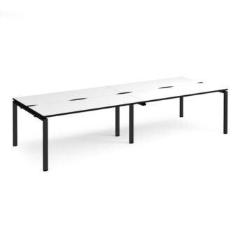 Adapt double back to back desks 3200mm x 1200mm - black frame White Top black edge - E3212-K-WK
