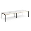 Adapt double back to back desks 3200mm x 1200mm - black frame White Top with oak edging - E3212-K-WO