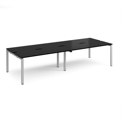 Adapt double back to back desks 3200mm x 1200mm - silver frame black top - E3212-S-BK