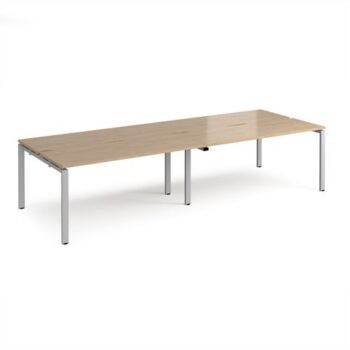 Adapt double back to back desks 3200mm x 1200mm - silver frame Kendal Oak Top - E3212-S-KO