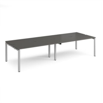Adapt double back to back desks 3200mm x 1200mm - silver frame storm grey top - E3212-S-OG