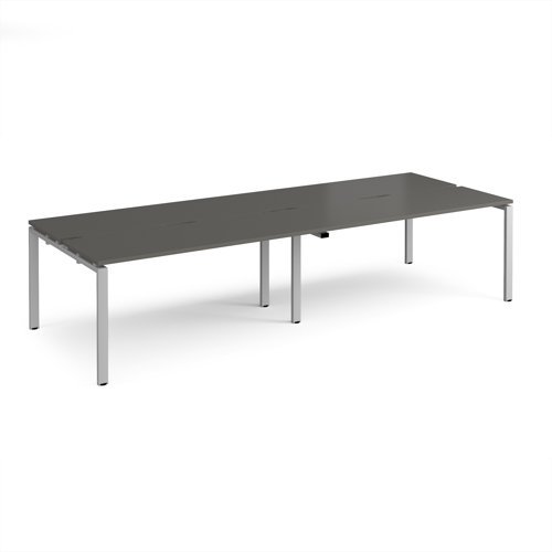 Adapt double back to back desks 3200mm x 1200mm - silver frame storm grey top - E3212-S-OG
