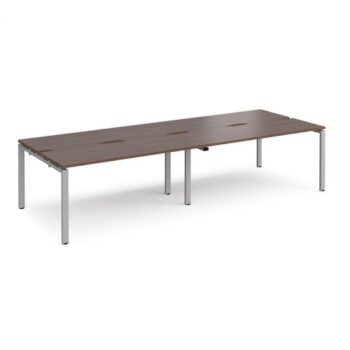 Adapt double back to back desks 3200mm x 1200mm - silver frame Walnut top - E3212-S-W