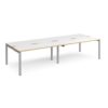 Adapt double back to back desks 3200mm x 1200mm - silver frame White Top with oak edging - E3212-S-WO