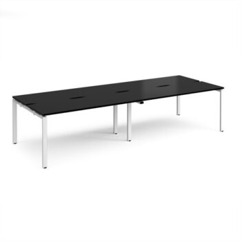 Adapt double back to back desks 3200mm x 1200mm - white frame black top - E3212-WH-BK