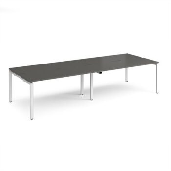 Adapt double back to back desks 3200mm x 1200mm - white frame storm grey top - E3212-WH-OG