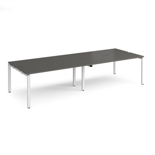 Adapt double back to back desks 3200mm x 1200mm - white frame storm grey top - E3212-WH-OG