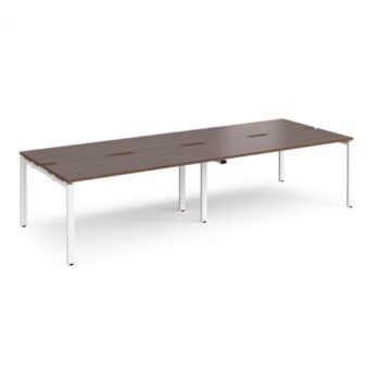 Adapt double back to back desks 3200mm x 1200mm - white frame Walnut top - E3212-WH-W