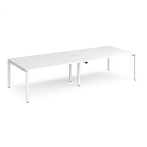 Adapt double back to back desks 3200mm x 1200mm - white frame White Top - E3212-WH-WH