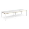Adapt double back to back desks 3200mm x 1200mm - white frame White Top with oak edging - E3212-WH-WO