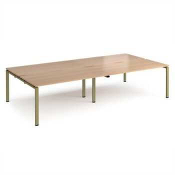 Adapt double back to back desks 3200mm x 1600mm - green frame Beech top - E3216-GN-B