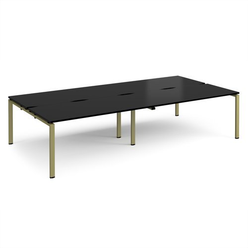 Adapt double back to back desks 3200mm x 1600mm - green frame black top - E3216-GN-BK