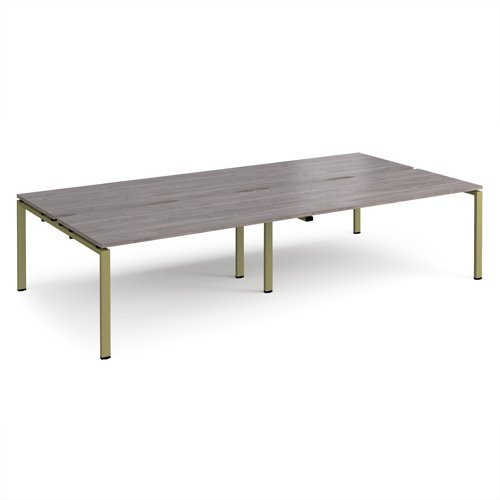 Adapt double back to back desks 3200mm x 1600mm - green frame Grey Oak Top - E3216-GN-GO