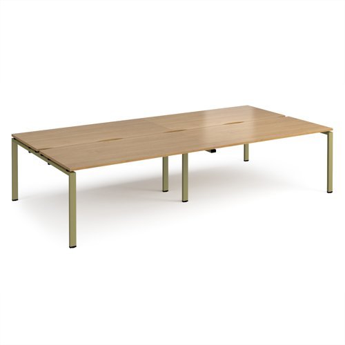 Adapt double back to back desks 3200mm x 1600mm - green frame Oak Top - E3216-GN-O