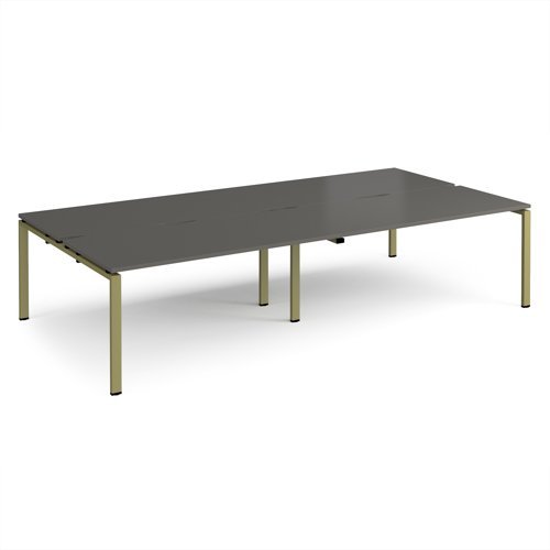 Adapt double back to back desks 3200mm x 1600mm - green frame storm grey top - E3216-GN-OG