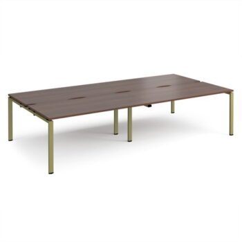Adapt double back to back desks 3200mm x 1600mm - green frame Walnut top - E3216-GN-W