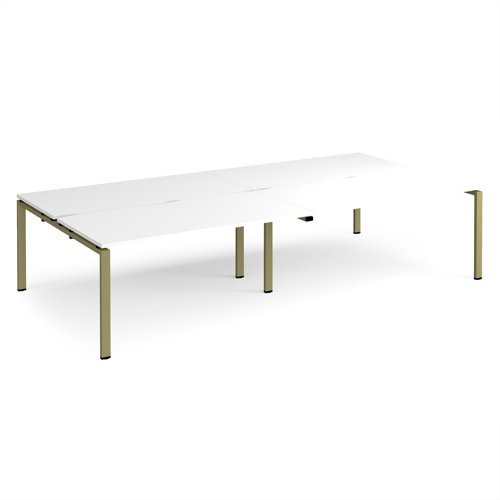Adapt double back to back desks 3200mm x 1600mm - green frame White Top - E3216-GN-WH