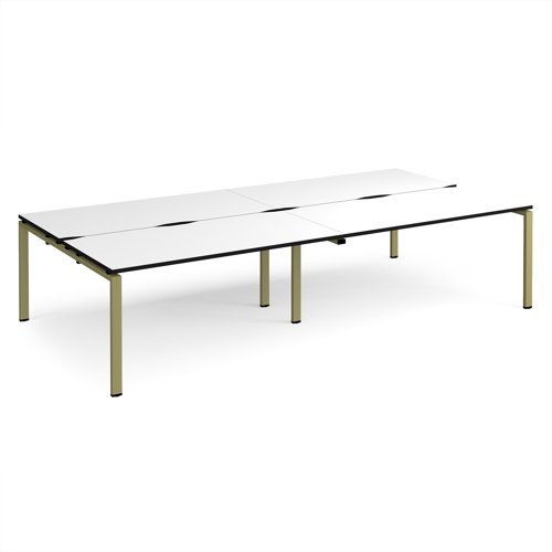 Adapt double back to back desks 3200mm x 1600mm - green frame White Top black edge - E3216-GN-WK