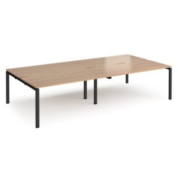 Adapt double back to back desks 3200mm x 1600mm - black frame Beech top - E3216-K-B