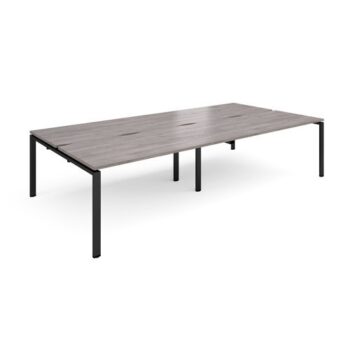 Adapt double back to back desks 3200mm x 1600mm - black frame Grey Oak Top - E3216-K-GO