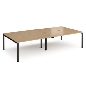 Adapt double back to back desks 3200mm x 1600mm - black frame Oak Top - E3216-K-O