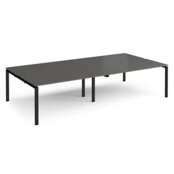 Adapt double back to back desks 3200mm x 1600mm - black frame storm grey top - E3216-K-OG