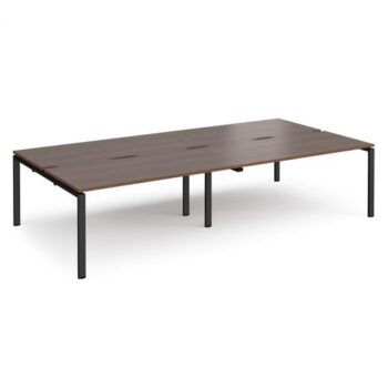 Adapt double back to back desks 3200mm x 1600mm - black frame Walnut top - E3216-K-W