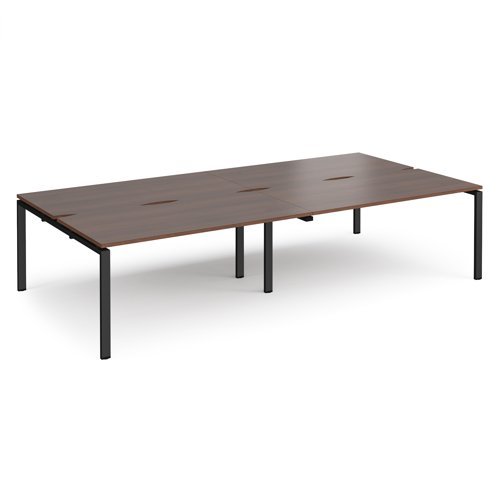 Adapt double back to back desks 3200mm x 1600mm - black frame Walnut top - E3216-K-W