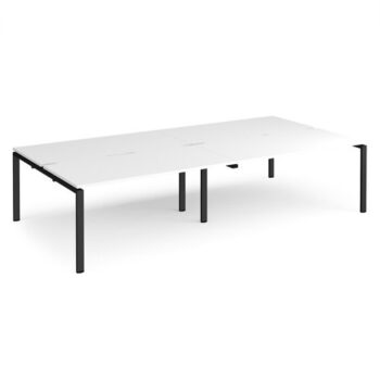 Adapt double back to back desks 3200mm x 1600mm - black frame White Top - E3216-K-WH