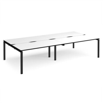 Adapt double back to back desks 3200mm x 1600mm - black frame White Top black edge - E3216-K-WK