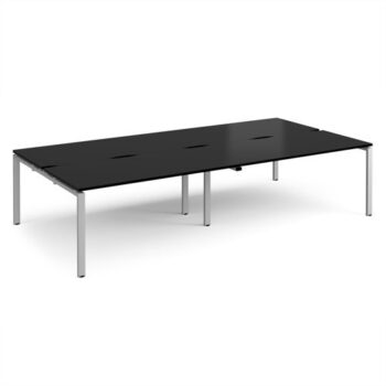 Adapt double back to back desks 3200mm x 1600mm - silver frame black top - E3216-S-BK