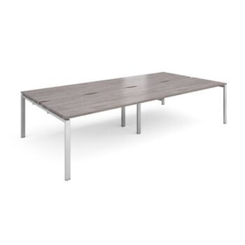 Adapt double back to back desks 3200mm x 1600mm - silver frame Grey Oak Top - E3216-S-GO