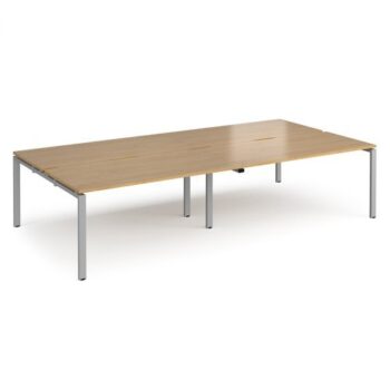 Adapt double back to back desks 3200mm x 1600mm - silver frame Oak Top - E3216-S-O